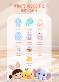 The Signature Hamper - Luxury Customizable Baby Gift Hamper – 4 Rompers, 3 Co-ord Sets, 4 Jhablas, Bamboo Blankets & More