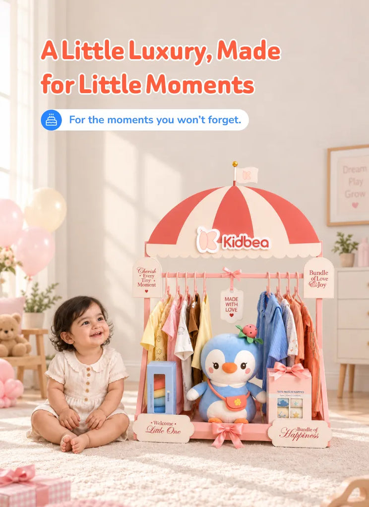 The Signature Hamper - Luxury Customizable Baby Gift Hamper – 4 Rompers, 3 Co-ord Sets, 4 Jhablas, Bamboo Blankets & More