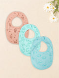 Organic Cotton Baby Bib Pack of 3 – Soft Breathable Tiger, Blue Dog & Turtle Print, Feeding & Drool Bibs
