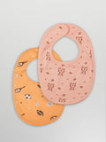 Organic Cotton Baby Bib Pack of 2 – Soft Breathable Tiger & Football Print, Feeding & Drool Bibs