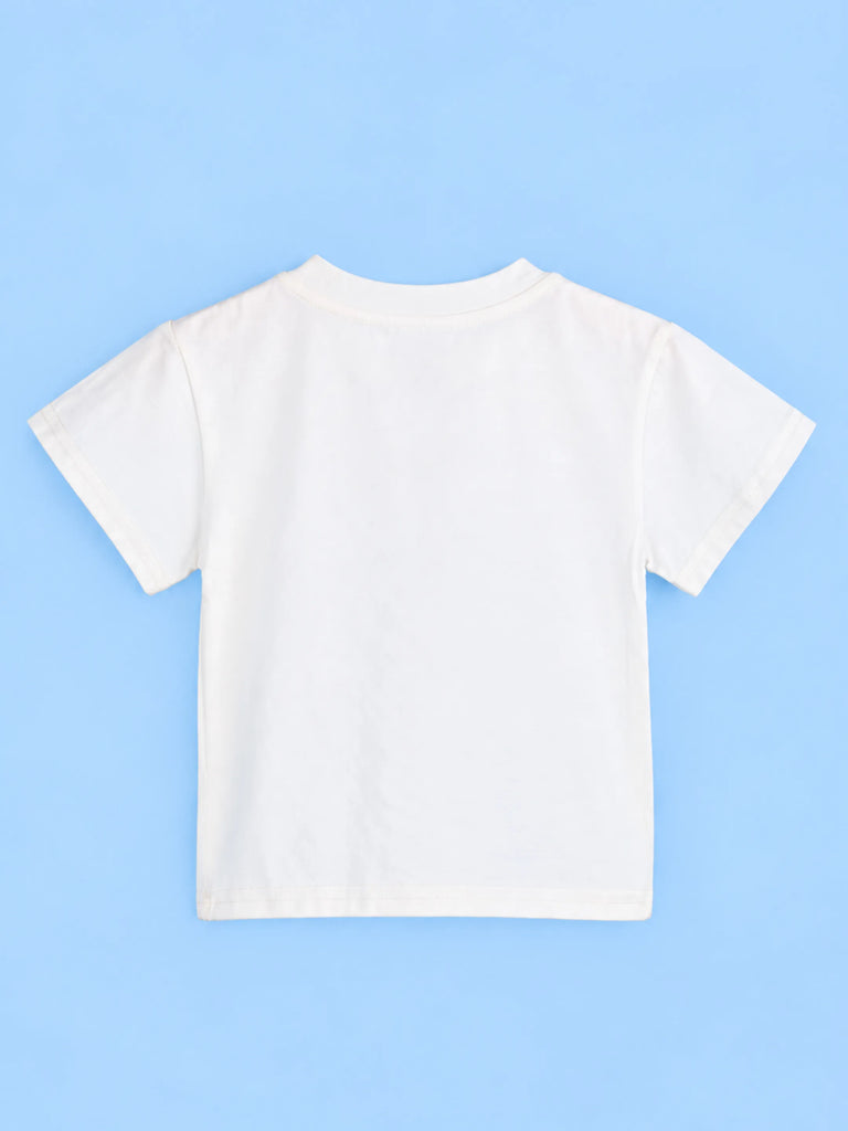 Kids Cotton Dungaree Set with T-Shirt – Grey Suspender Dungaree & White Tee