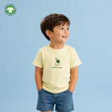 Organic Cotton Lemon Yellow Turtle Print Round Neck Half Sleeve T-Shirt for Boys