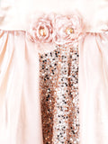 Girls Pink Partywear Frock – Sequin & Floral Embellished High-Low Dress