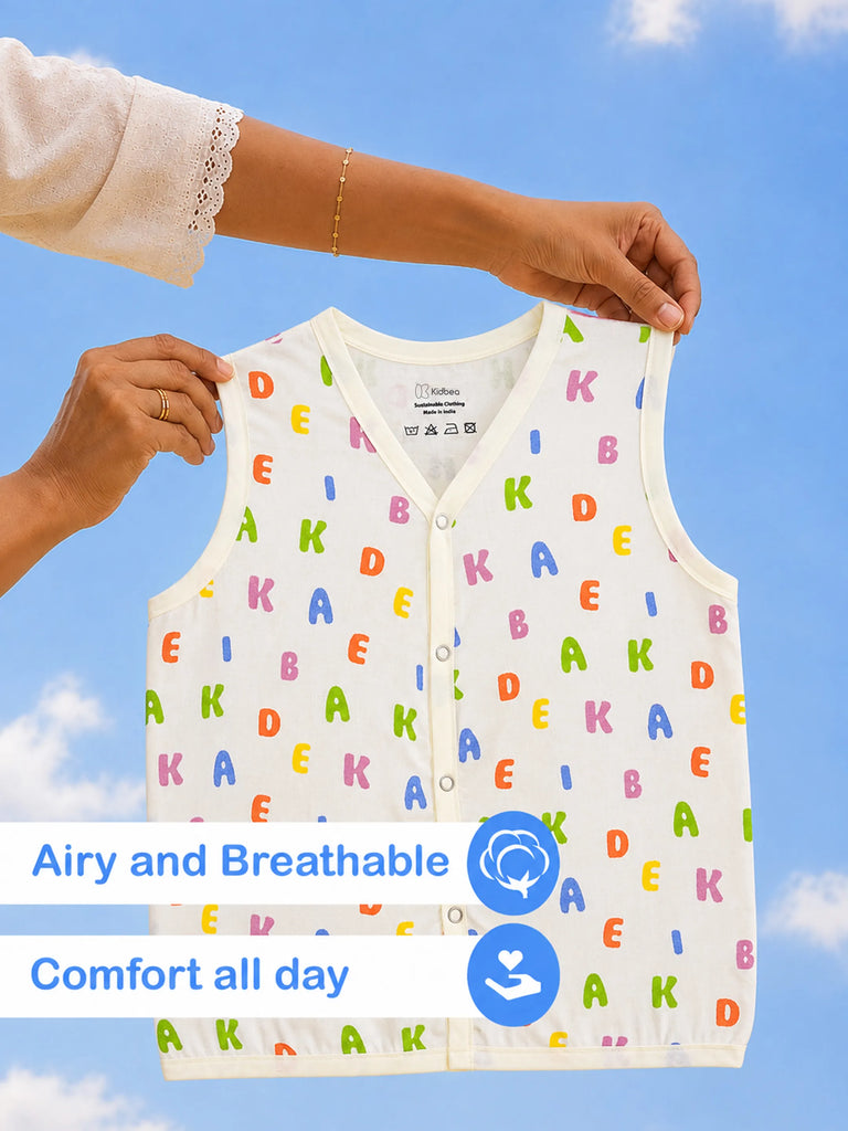 BambooTEC™ Bamboo Muslin Baby Jhabla – Alphabet Print