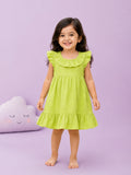Light  Organic cotton  Charming Olive Green Girls Frock | Olive Green