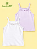 BambooTEC™ Girls Camisole Pack of 2 – White & Lavender Ruffle Strap Tops