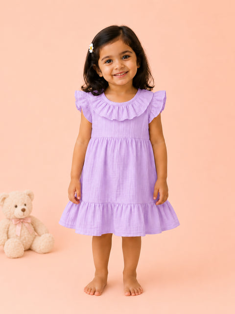 Light Organic Cotton Lavender Angel Frock | Elegant & Comfortable