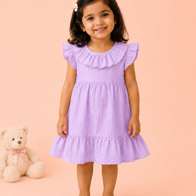 Light Organic Cotton Lavender Angel Frock | Elegant & Comfortable