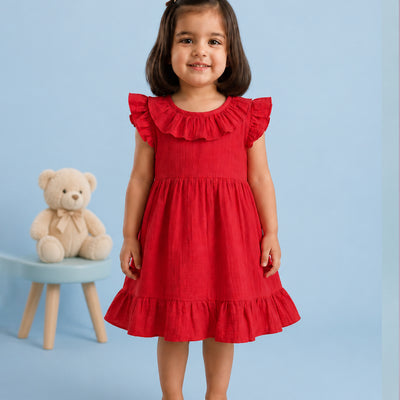 Light Organic Cotton Trendy Maroon Frock | Elegant & Comfortable