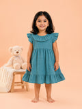 Light Organic Cotton Charming Teal Frock | Elegant & Comfortable