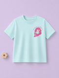 Girls Light Organic Cotton Aqua Blue Mermaid Print T-Shirt