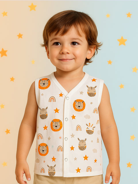 Premium Extra Soft Muslin Baby Jhabla | Cute Lion Print