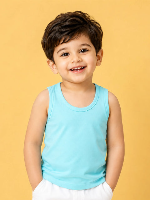 BambooTEC™ Boys Bamboo Fabric Aqua Blue Solid Vest