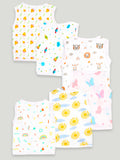 Extra Soft Muslin Cotton Jhabla Cloth for Baby | Cute Chick, Space, Tiger, Sun, Butterfly and Rainbow Print | Pack of 6 | Print May Vary