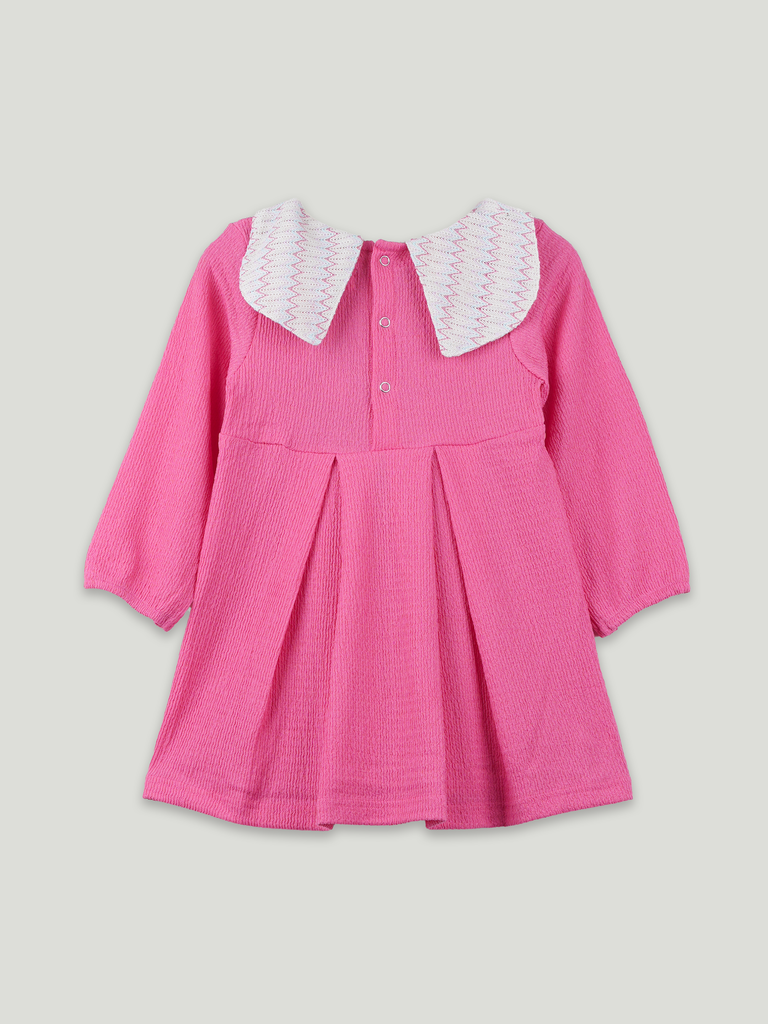 Baby Girl Pink Full Sleeve Cotton Frock
