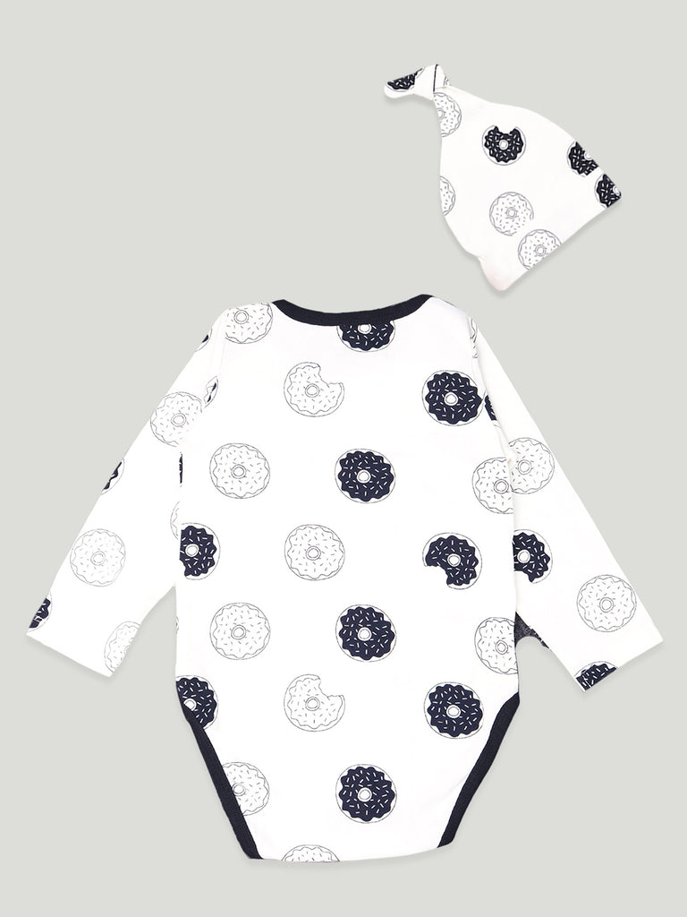 Kidbea 100% Organic cotton baby onesies & Cap Unisex | Donut Print
