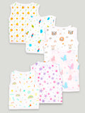 Kidbea Extra Soft Muslin Cotton Jhabla Cloth for Baby | Cute Chick, Space, Tiger, Star, Butterfly and Rainbow | Print Pack of 6 | Print May Vary