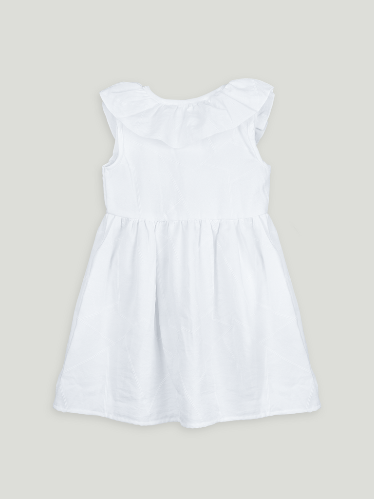 Baby Girl White Sleeveless Ruffle Frock | 100% Organic Cotton