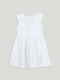 Baby Girl White Sleeveless Ruffle Frock | 100% Organic Cotton