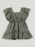 Baby Girl Green Cotton Frock with Ruffle Details