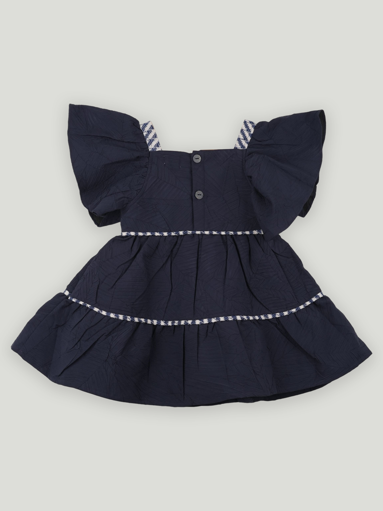 Baby Girl Navy Blue Tiered Frock | Soft & Breathable Cotton Dress