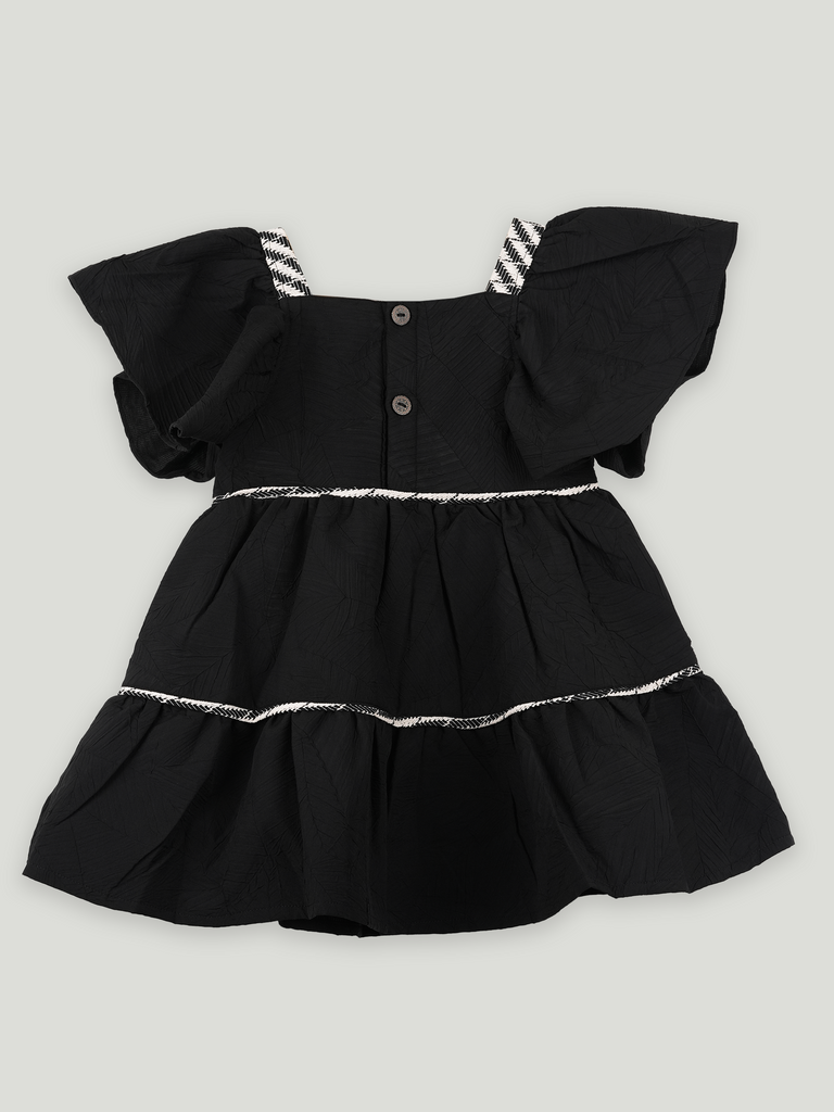 Baby Girls Puffed Sleeve Cotton Frock with Bow Detail