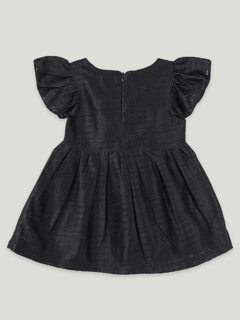 Baby Girl Black Ruffle Sleeve Frock