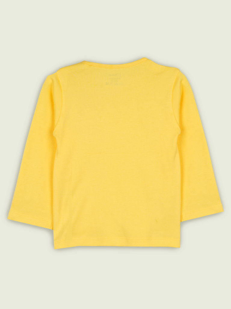 Organic Cotton Unisex Baby Co-ord Set – Soft Breathable Yellow Bow Print Full Sleeve T-shirt & Pyjama for Infants