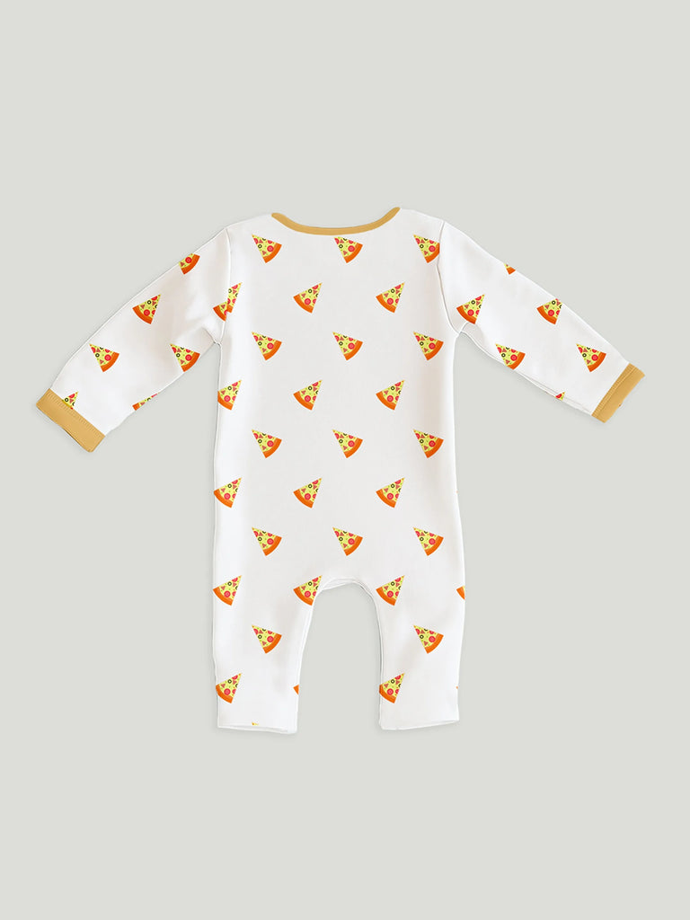 100% Organic Cotton Baby Romper/Bodysuits – Fun Leaf, Bear & Pizza Prints, Set of 3