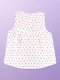 Girls Cotton White Heart Print Top