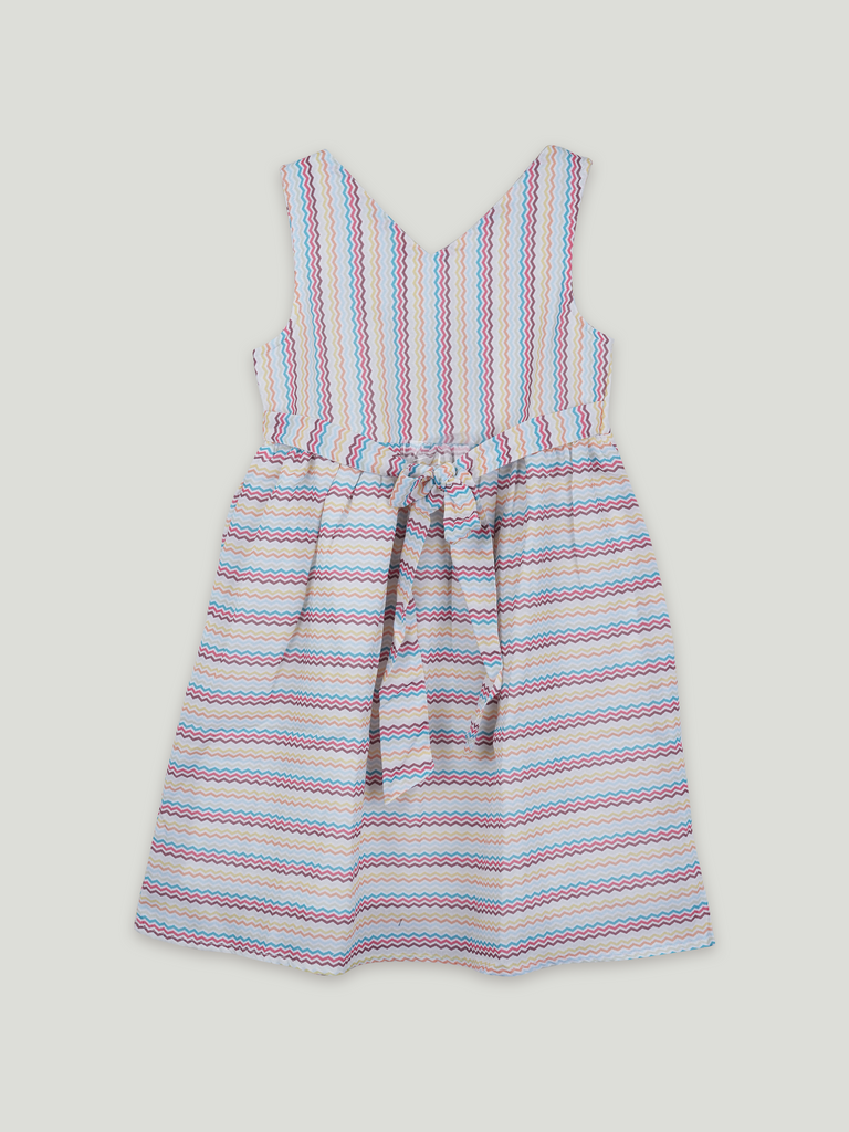 Baby Girls Multicolor Stripe Summer Frock | 100% Organic Cotton