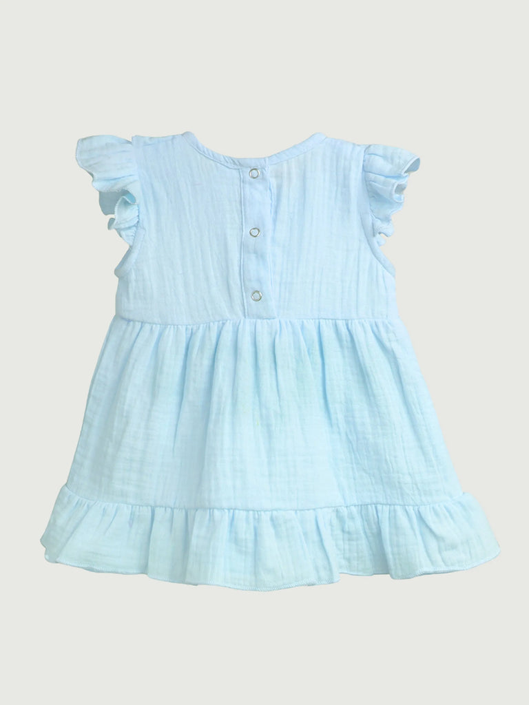 Light Organic Cotton Sky Blue Girls Frock | Blue