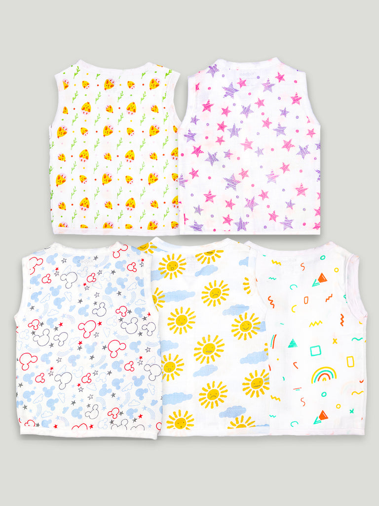 Kidbea Extra Soft Muslin Cotton Jhabla Cloth for Baby | Cute Chick, Star, Rainbows, Mickey and Sun Print