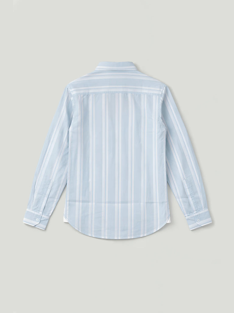 Boys Blue Striped Full Sleeve Shirt | 100% Organic Cotton
