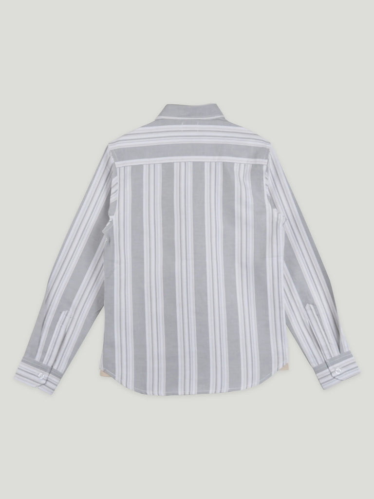 Boy Grey Striped Full Sleeve Shirt | 100% Organic Cotton