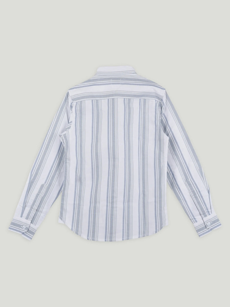 Boy Grey Striped Full Sleeve Shirt | 100% Organic Cotton