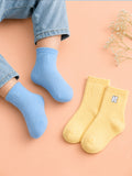 Bamboo Fabric Kids Ribbed Crew Socks Combo Pack – Yellow & Sky Blue (Pack of 2)