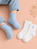 Bamboo Fabric Kids Ribbed Crew Socks Combo Pack – White & Sky Blue (Pack of 2)