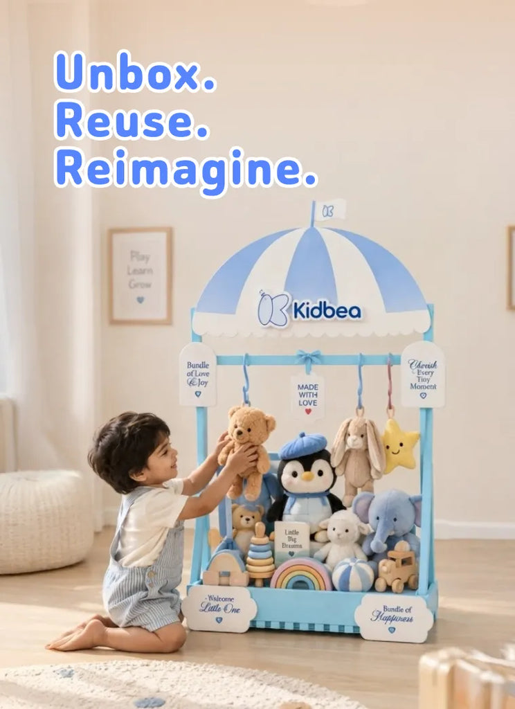 The Signature Hamper – Luxury Customizable Baby Gift Hamper in Blue | 4 Rompers, 3 Co-ord Sets, 4 Jhablas, Bamboo Blankets & More