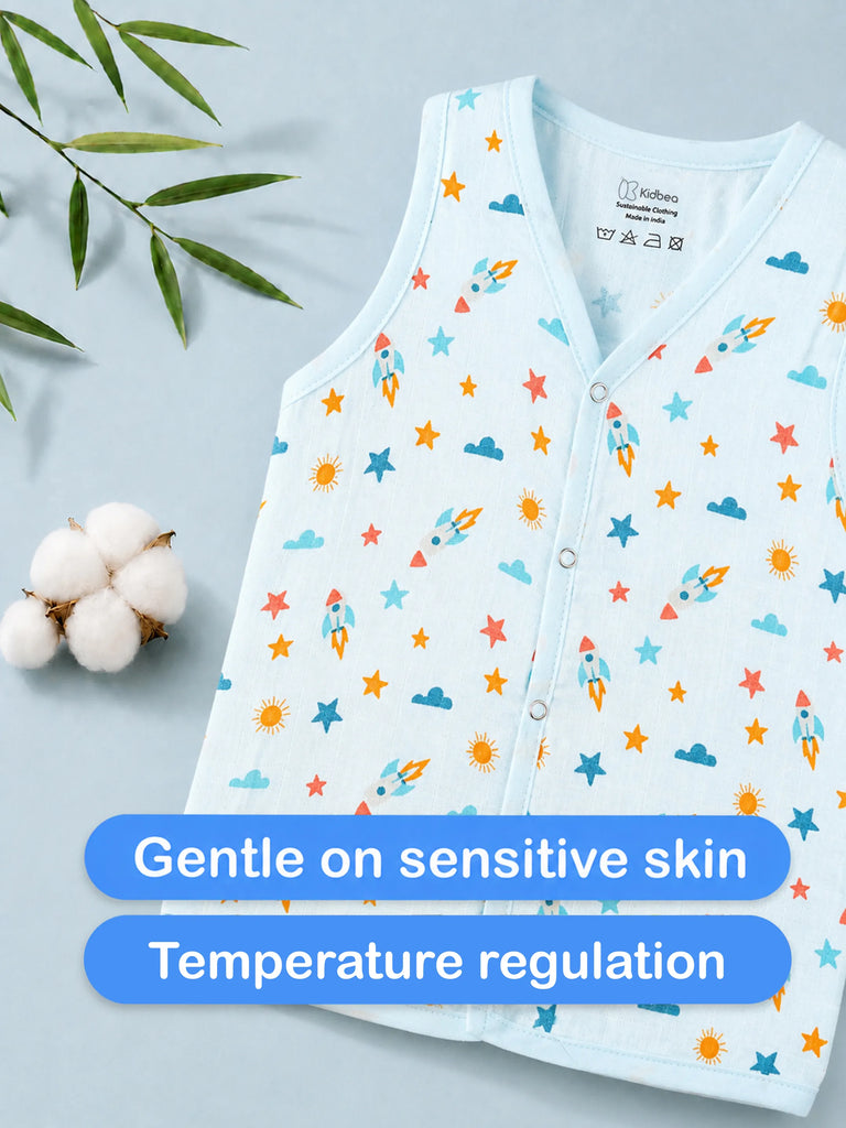 BambooTEC™ Bamboo Muslin Baby Jhabla – Rocket & Star Print