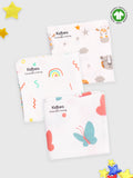Muslin Premium Ultra Soft doubled layer Napkin Multicolor - Pack of 3 | Tiger, Rainbow & Butterfly