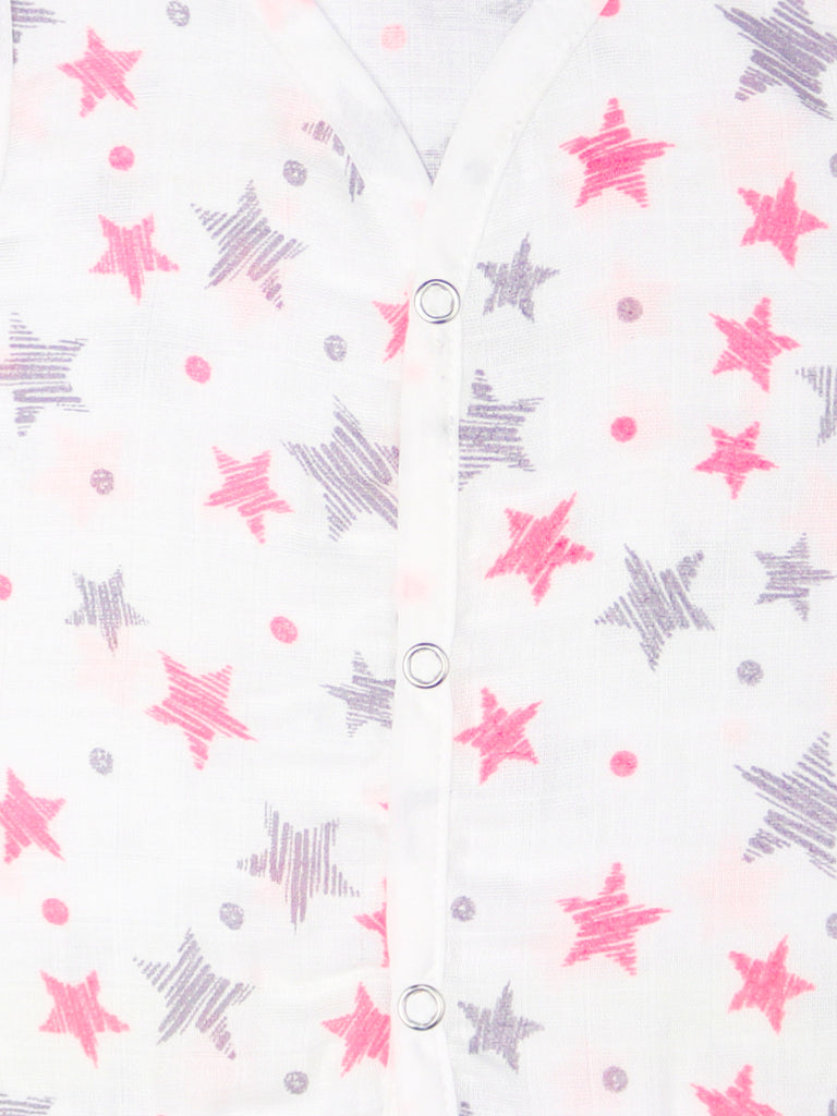 Kidbea Extra Soft Muslin Cotton Jhabla Cloth for Baby | Sun and Star Print | Print May Vary