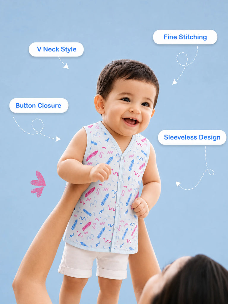BambooTEC™ Bamboo Muslin Baby Jhabla – Crayon Print