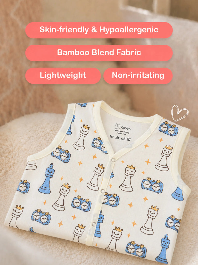 BambooTEC™ Bamboo Muslin Baby Jhabla – Chess & Clock Print