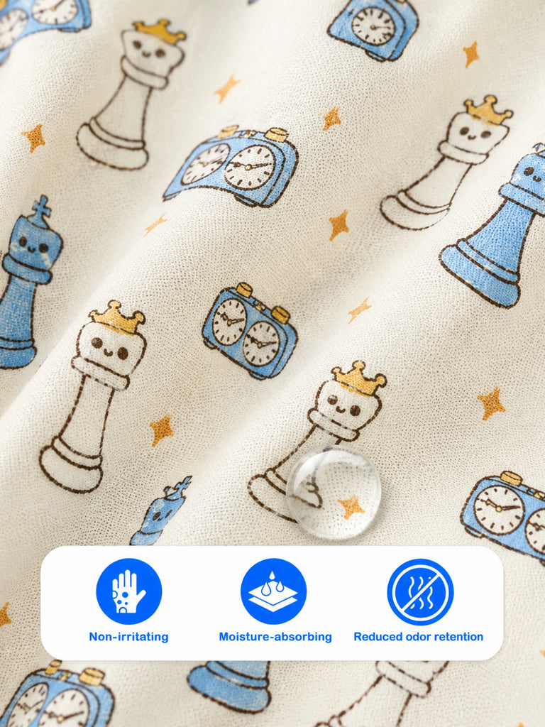BambooTEC™ Bamboo Muslin Baby Jhabla – Chess & Clock Print