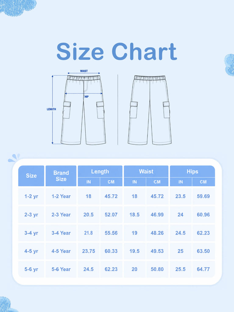 Unisex Blue Cotton Kids Cargo Jogger Pants – Comfortable Everyday Bottomwear