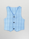 Baby Boy Checked Waistcoat Suit Set | Formal Shirt, Pants, Waist, Cap & Bow
