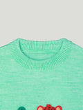 Kidbea Woolen Round Neck Sweater | Leopard  | Green