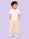 Boys Cotton Co-Ord Set – Pink Polo T-Shirt & Beige Cargo Pants
