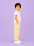 Boys Cotton Co-Ord Set – Pink Polo T-Shirt & Beige Cargo Pants